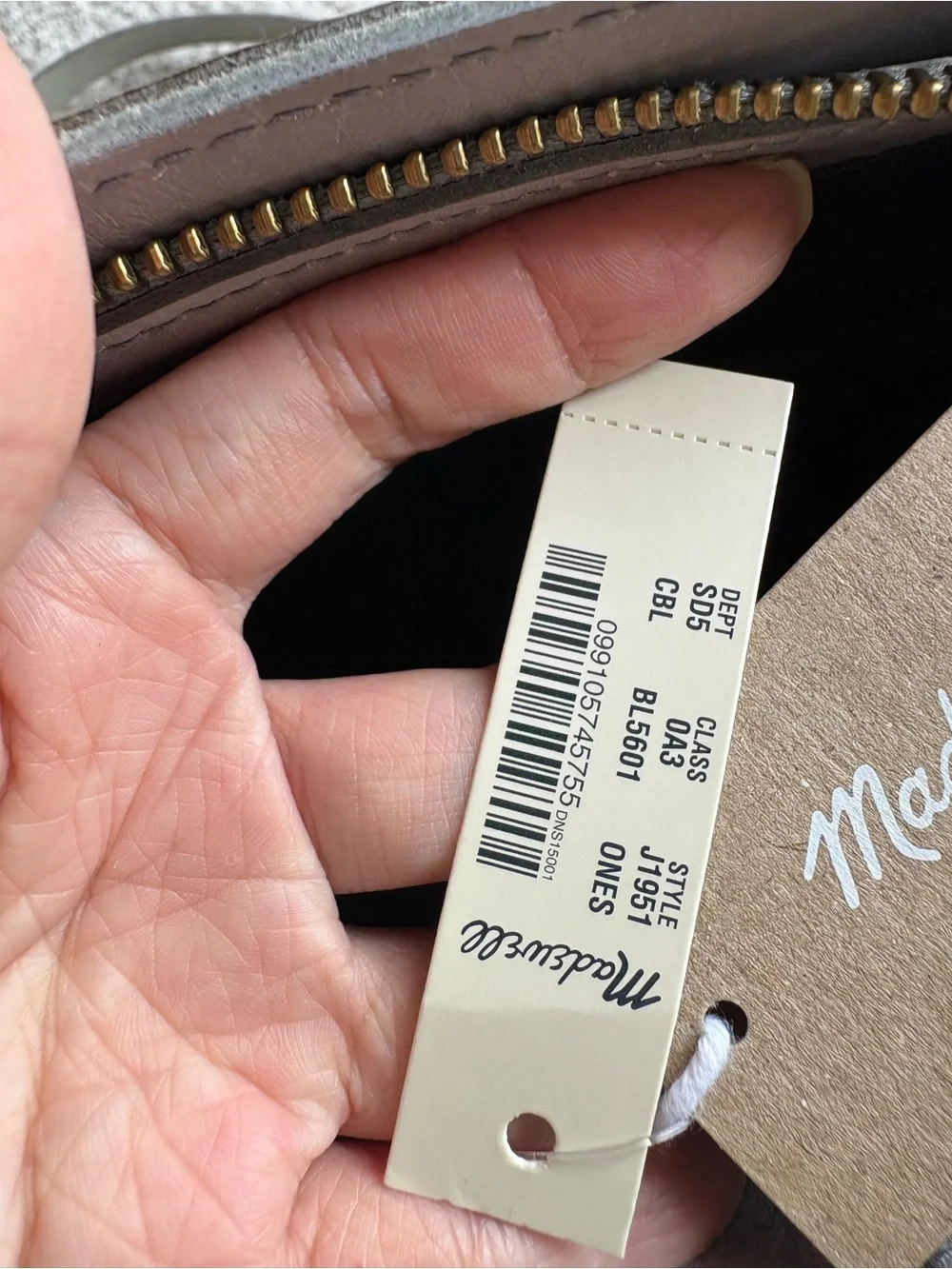 Madewell Light Gray Leather Tote Bag